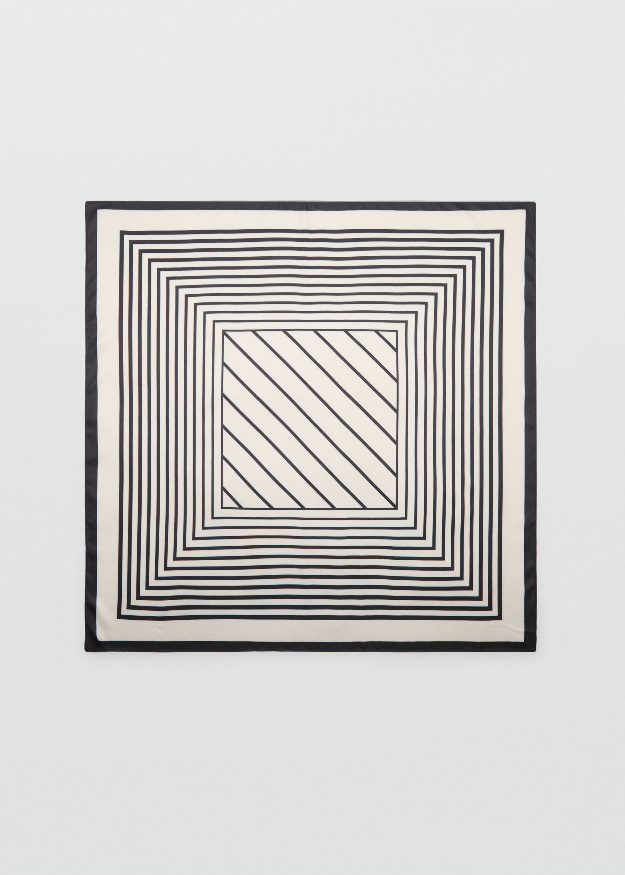 Geometric stripe-print scarf - Article without model, Ecru. Ref: 17061147-00.