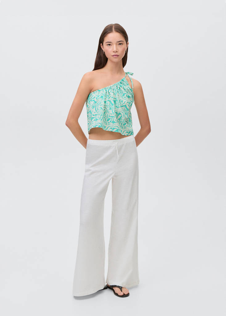 MANGO TEEN - Top asymétrique imprimé turquoise - XS - Fille Teen