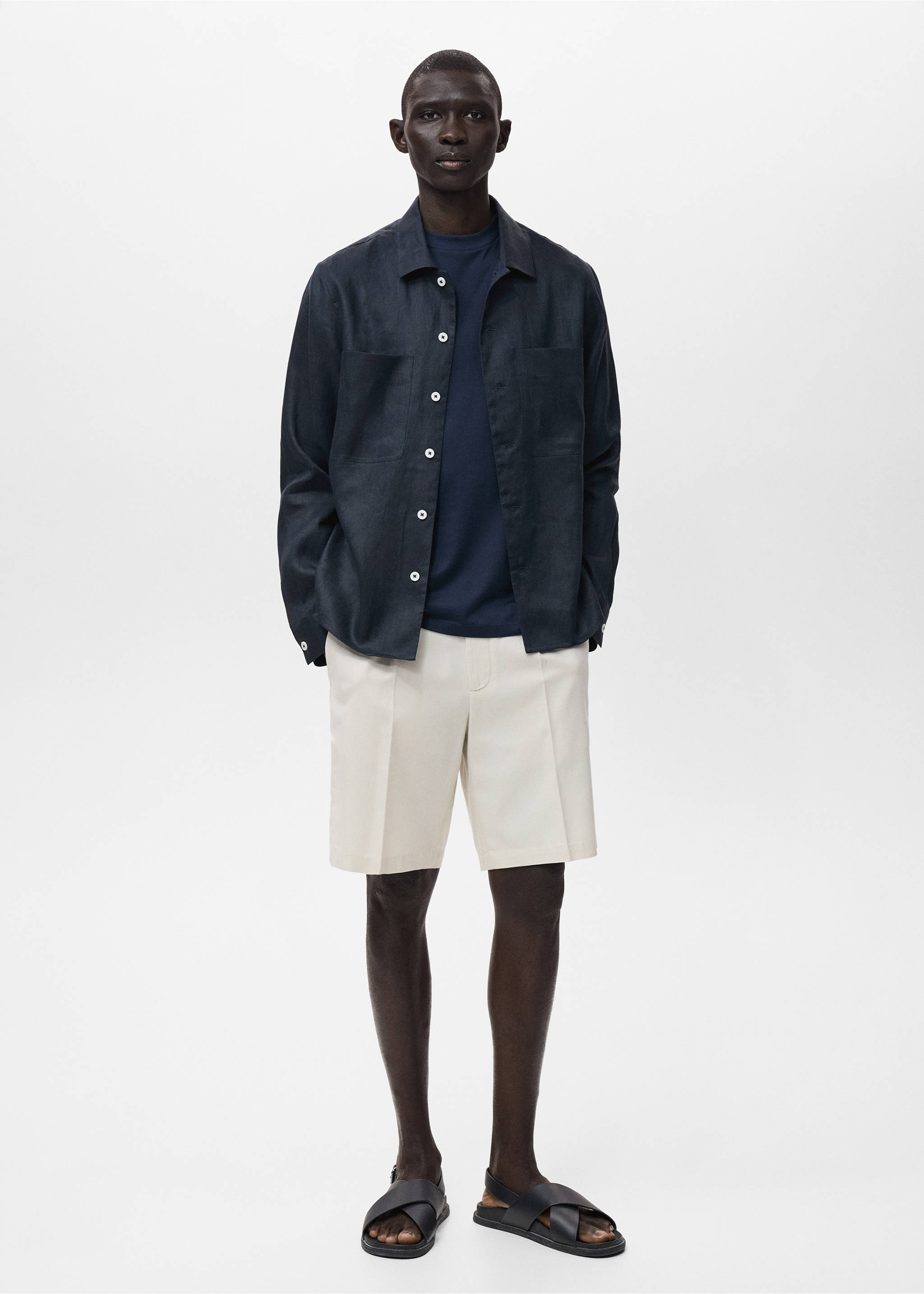 100% linen bermuda shorts - General plane, Off White. Ref: 17061149-00.