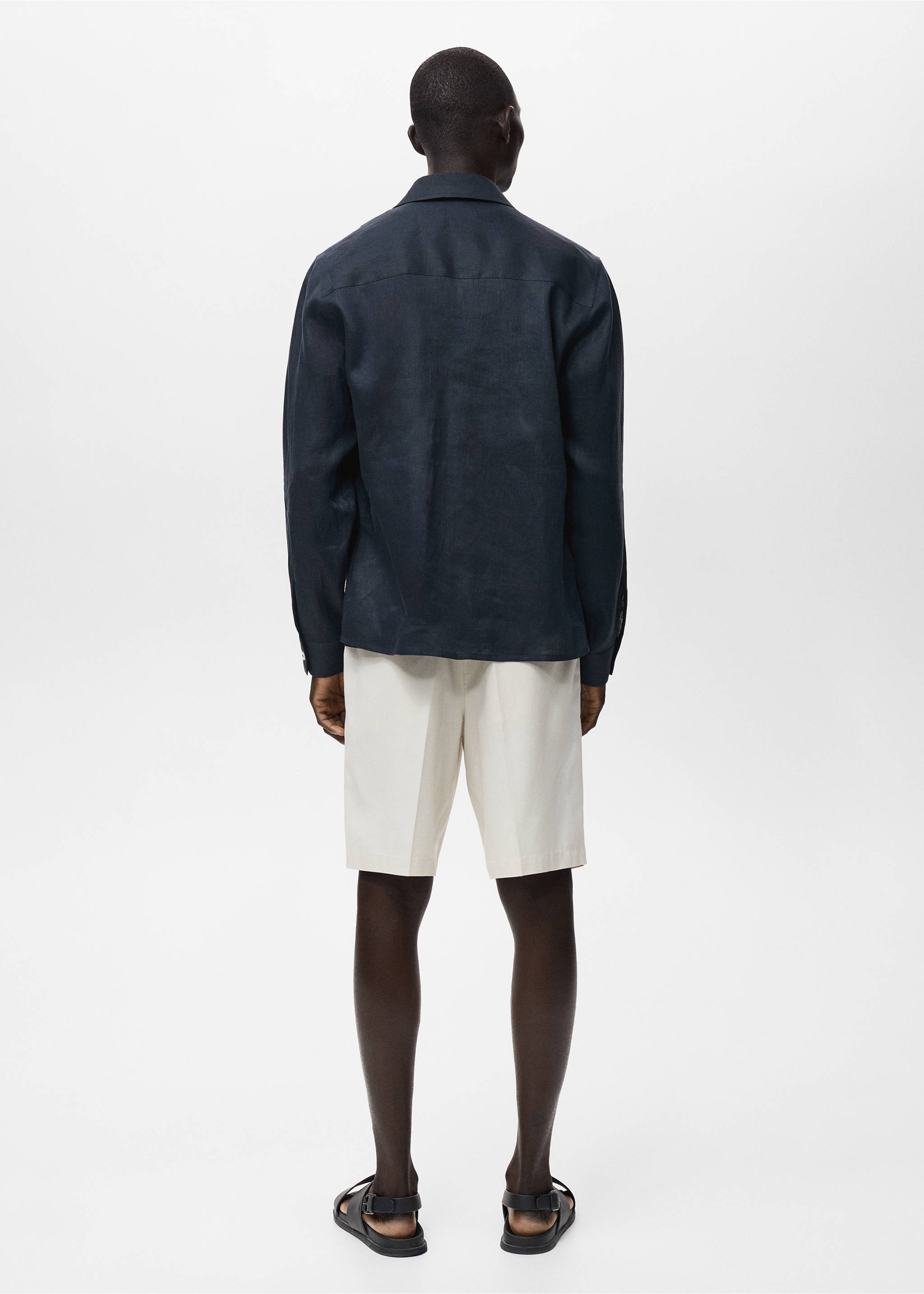 100% linen bermuda shorts - Reverse of the article, Off White. Ref: 17061149-00.