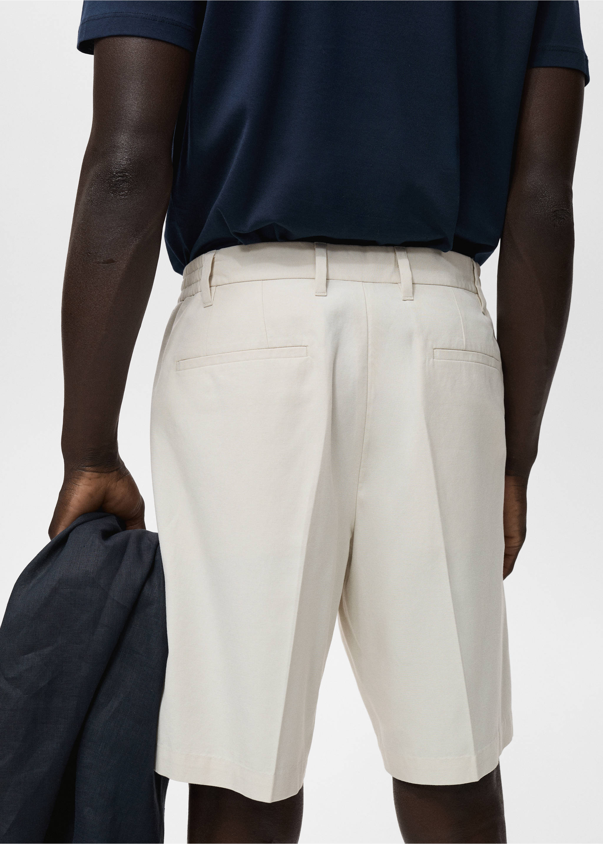 100% linen bermuda shorts - Details of the article 3, Off White. Ref: 17061149-00.