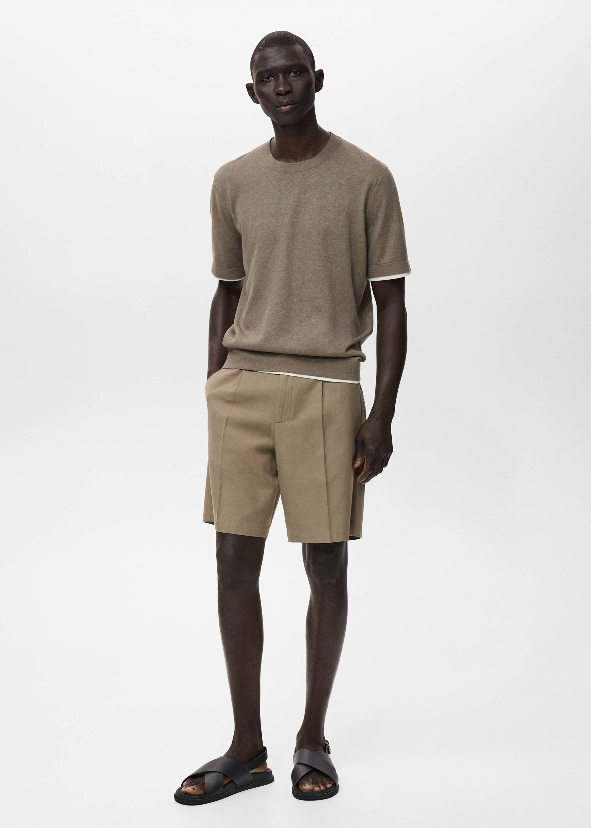 Bermudas 100% lino - Plano general, Marrón. Ref: 17061149-00.