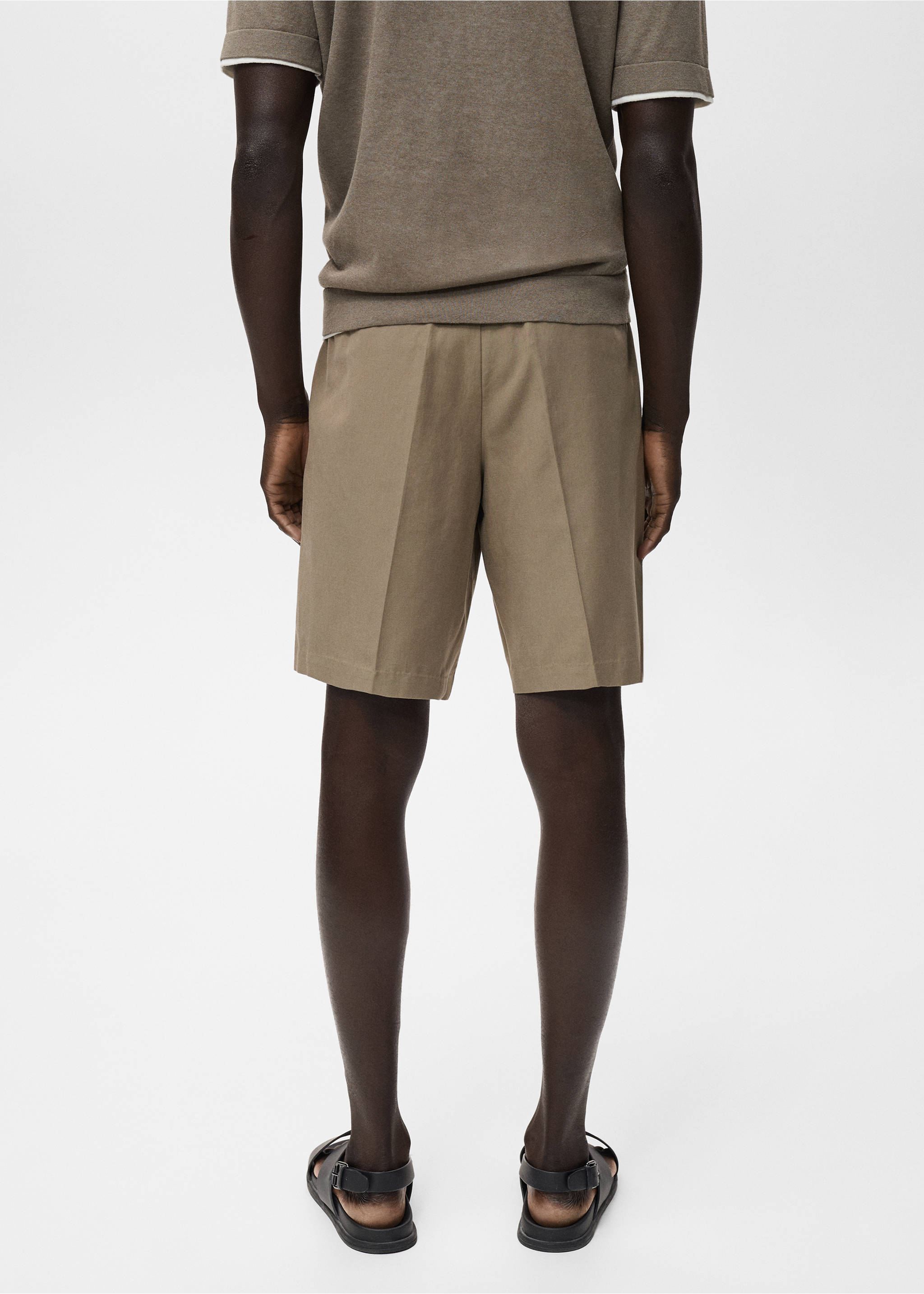 Bermudas 100% lino - Reverso del artículo, Marrón. Ref: 17061149-00.