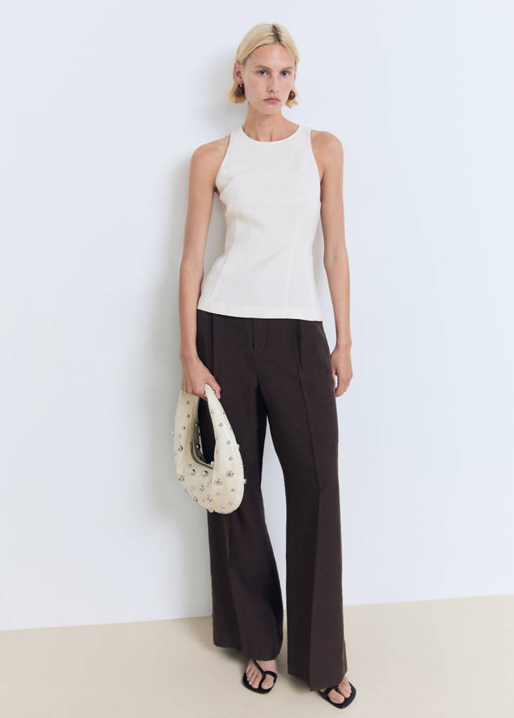Fitted halter-neck blouse — Off White