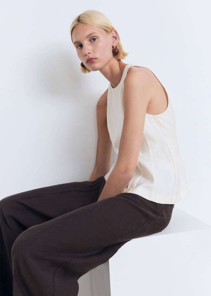 Fitted halter-neck blouse — Off White