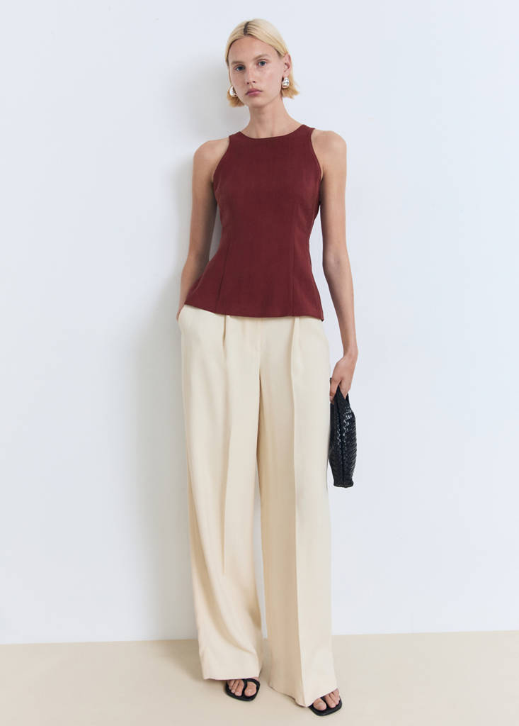 Fitted halter-neck blouse — Maroon