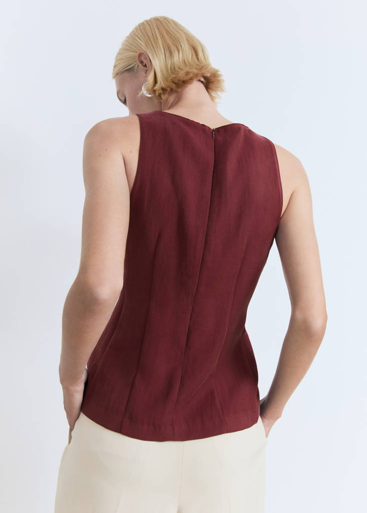 Fitted halter-neck blouse — Maroon