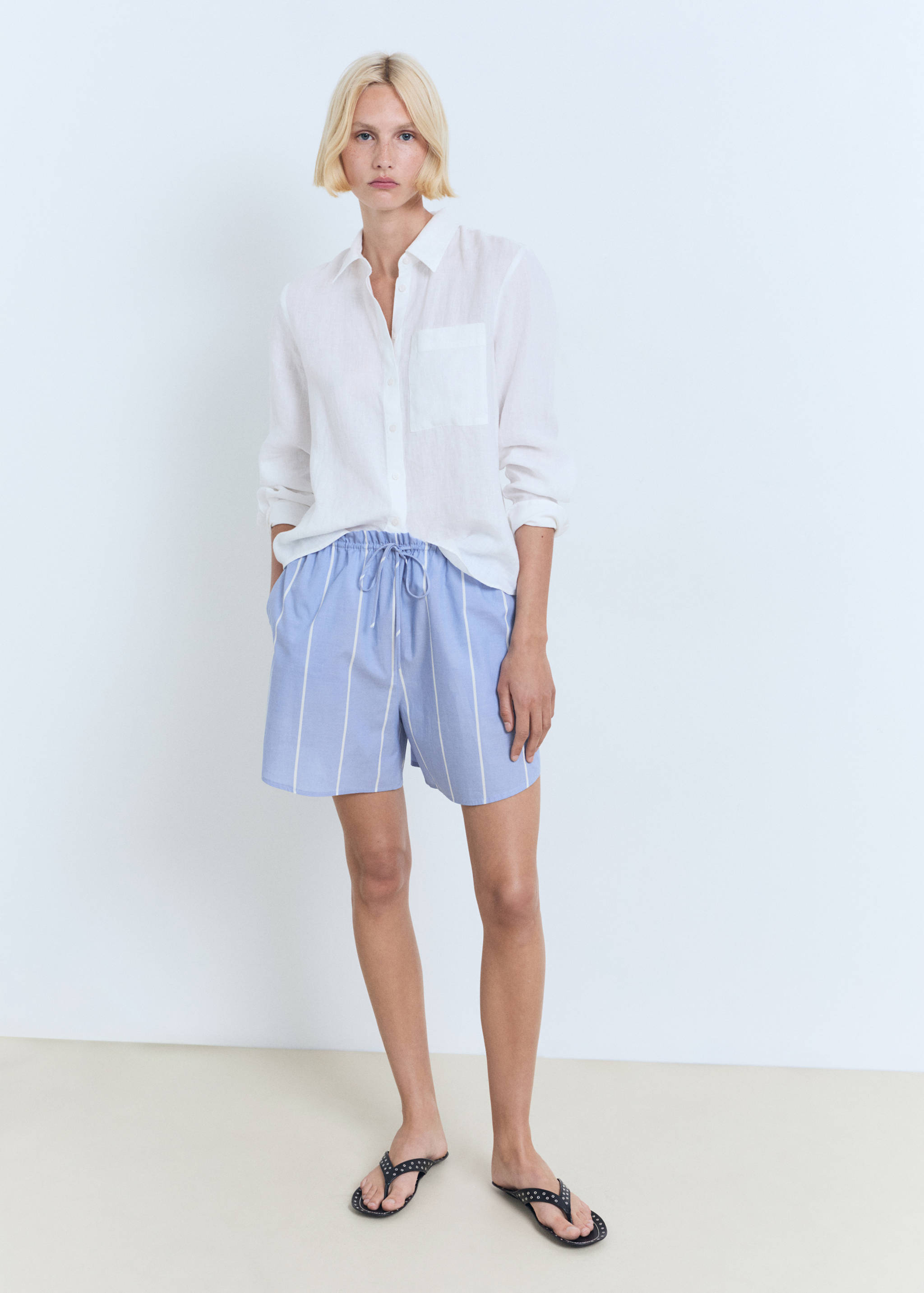 Striped cotton shorts - General plane