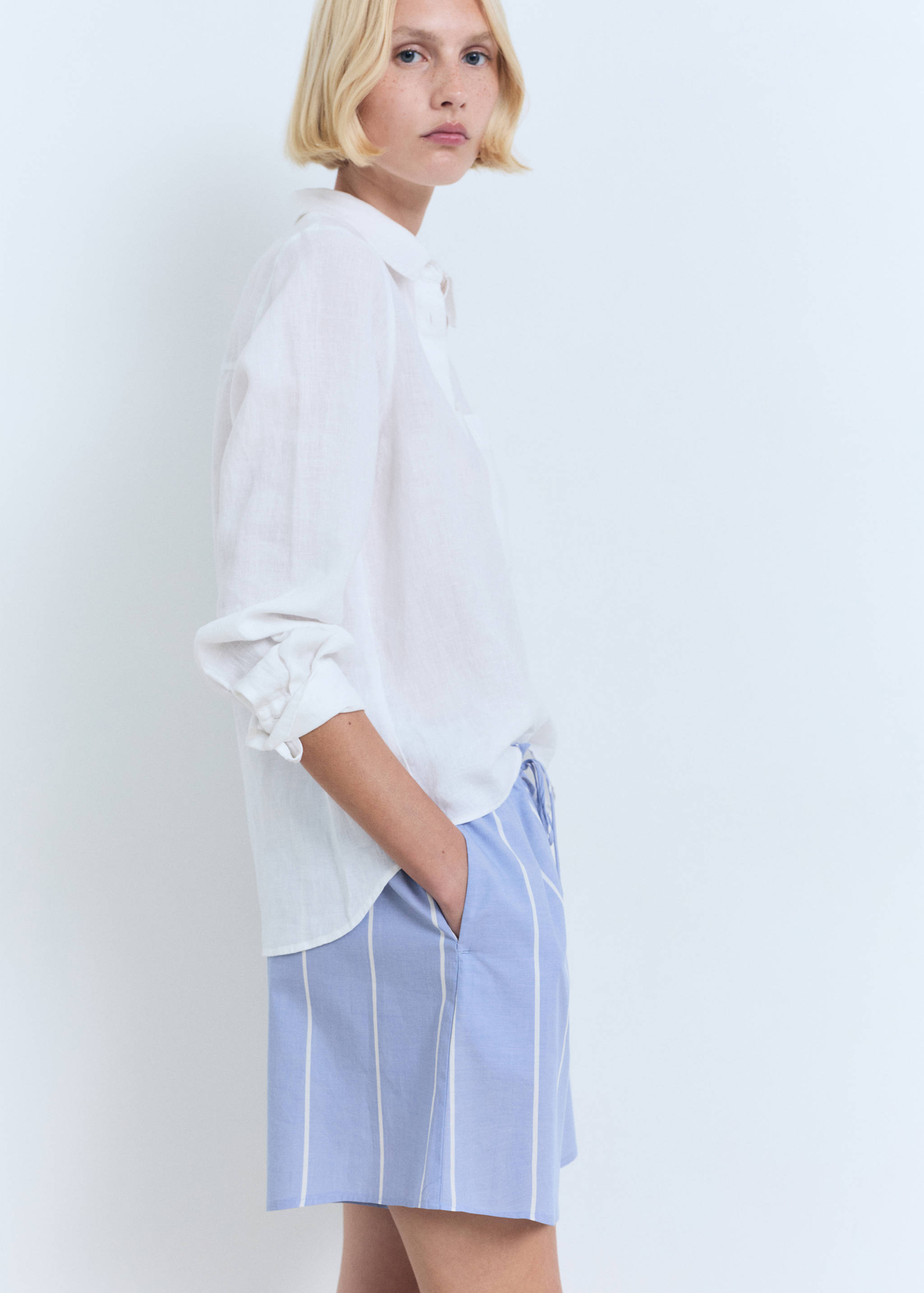 Striped cotton shorts - Details of the article 2