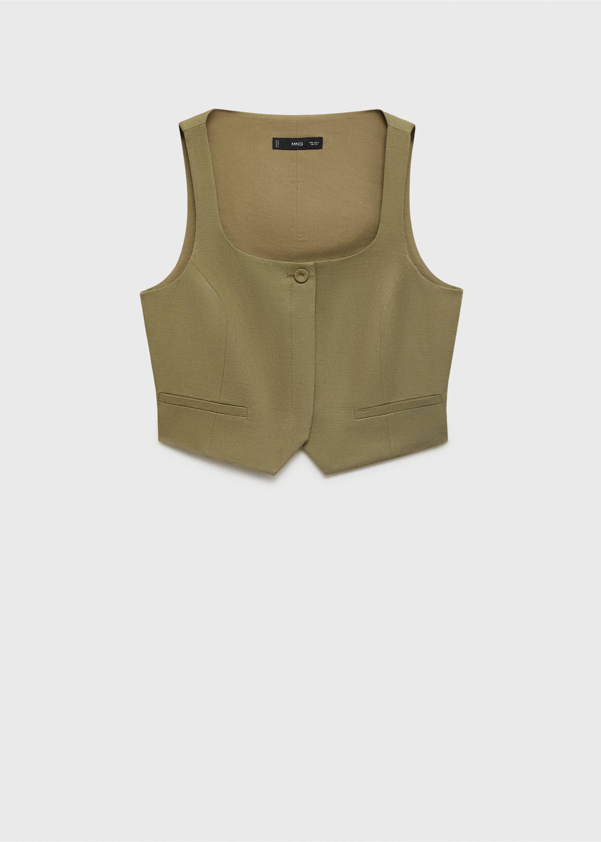Костюмный жилет из смесового льна - Изделие без модели, Хаки. Ref: 17061153-00.