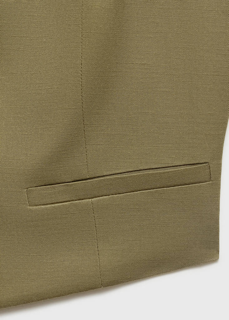 Linen-blend suit waistcoat — Khaki