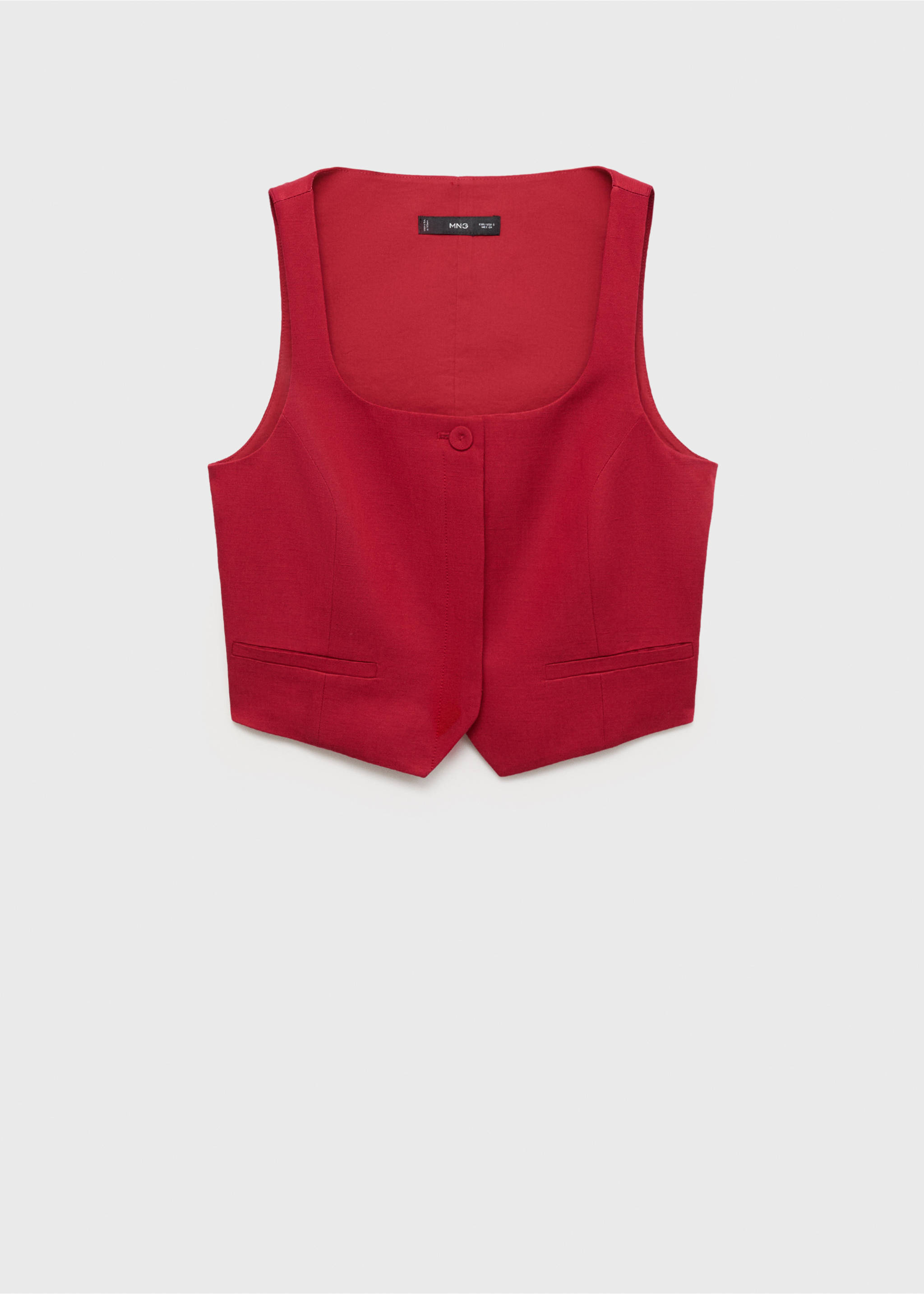 Linen-blend suit vest - Article without model, Maroon. Ref: 17061153-00.