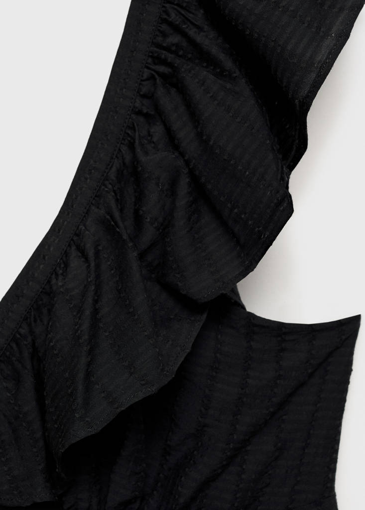 Long dress with ruffle neckline — Black