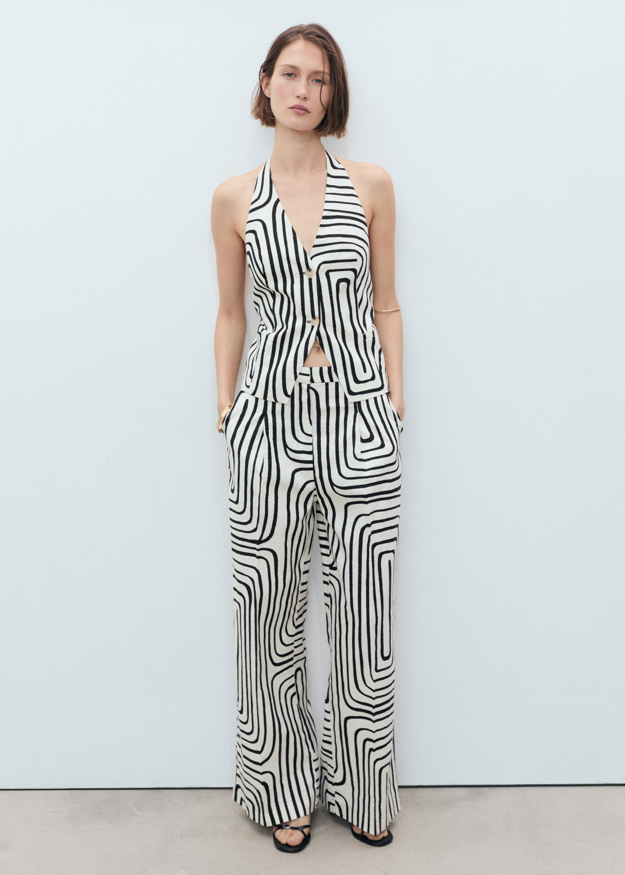 Geometric-print linen pants - General plane