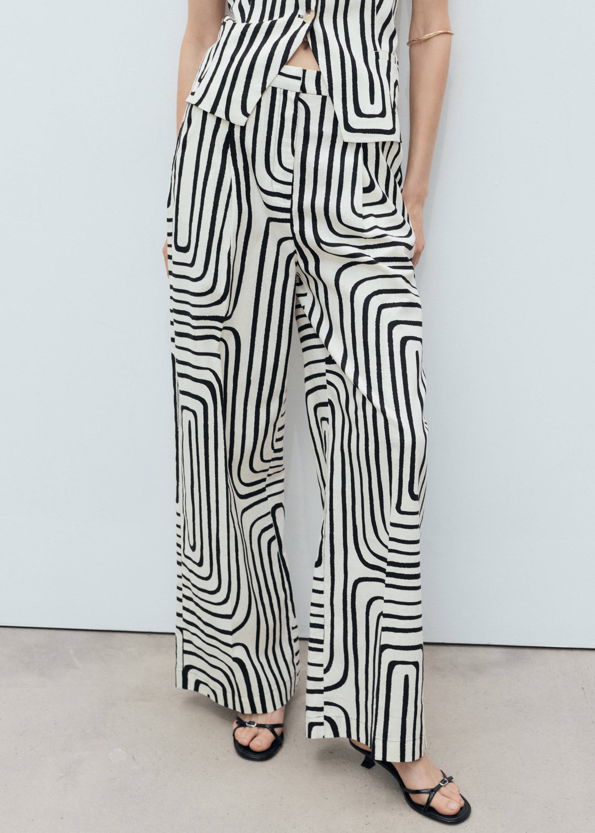 Geometric-print linen pants - Medium plane