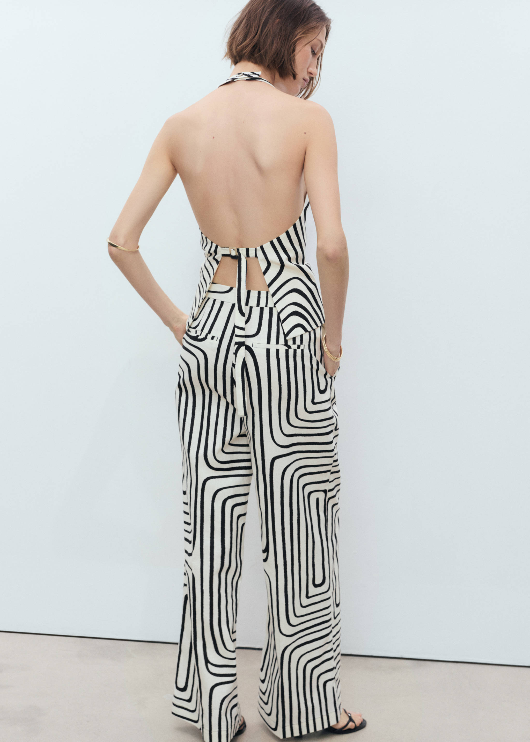 Geometric-print linen pants - Reverse of the article