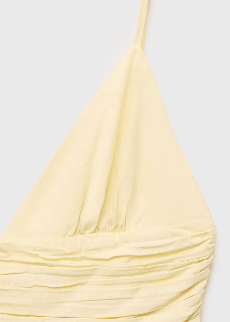 Gathered balloon dress — Pastel Yellow