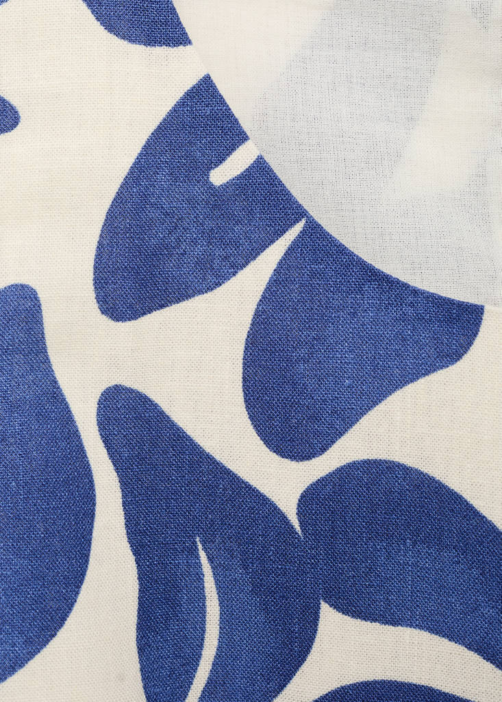 Printed linen-blend top — Blue