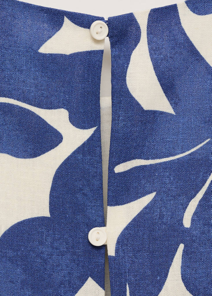 Printed linen-blend top — Blue