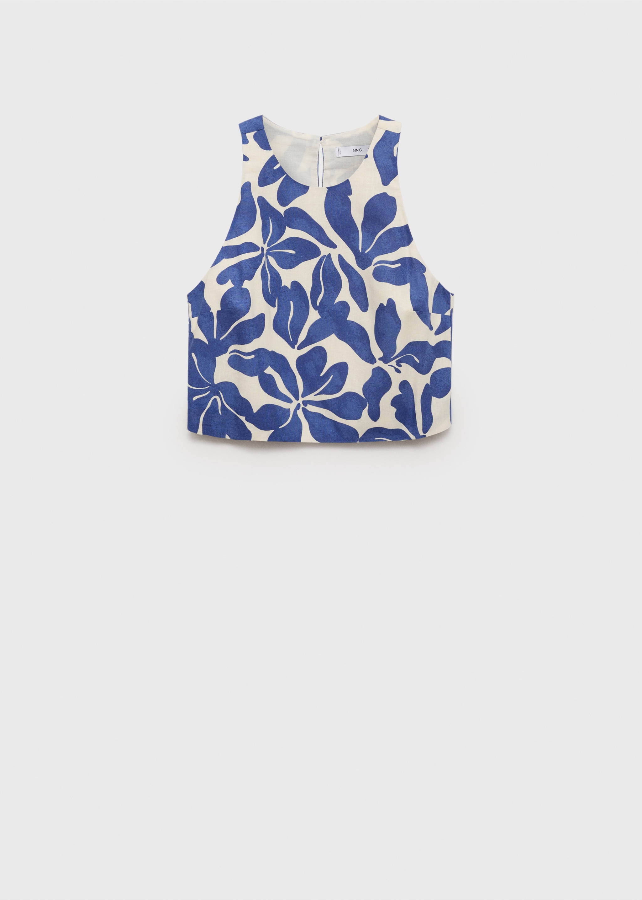 Top mezcla lino estampado - Artículo sin modelo, Azul. Ref: 17061164-00.