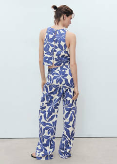 Printed linen-blend trousers — Blue 3