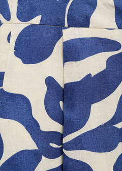 Printed linen-blend trousers — Blue 7