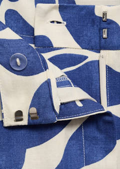 Printed linen-blend trousers — Blue 8