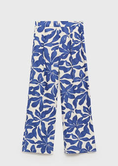 Printed linen-blend trousers — Blue 6