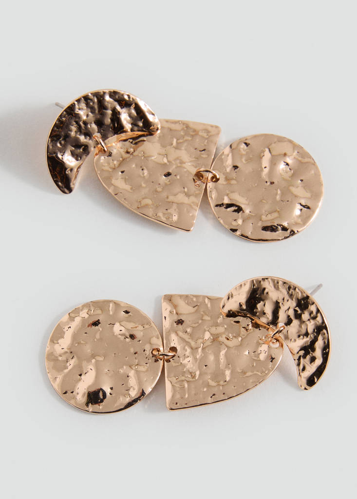 Long textured earrings — Gold