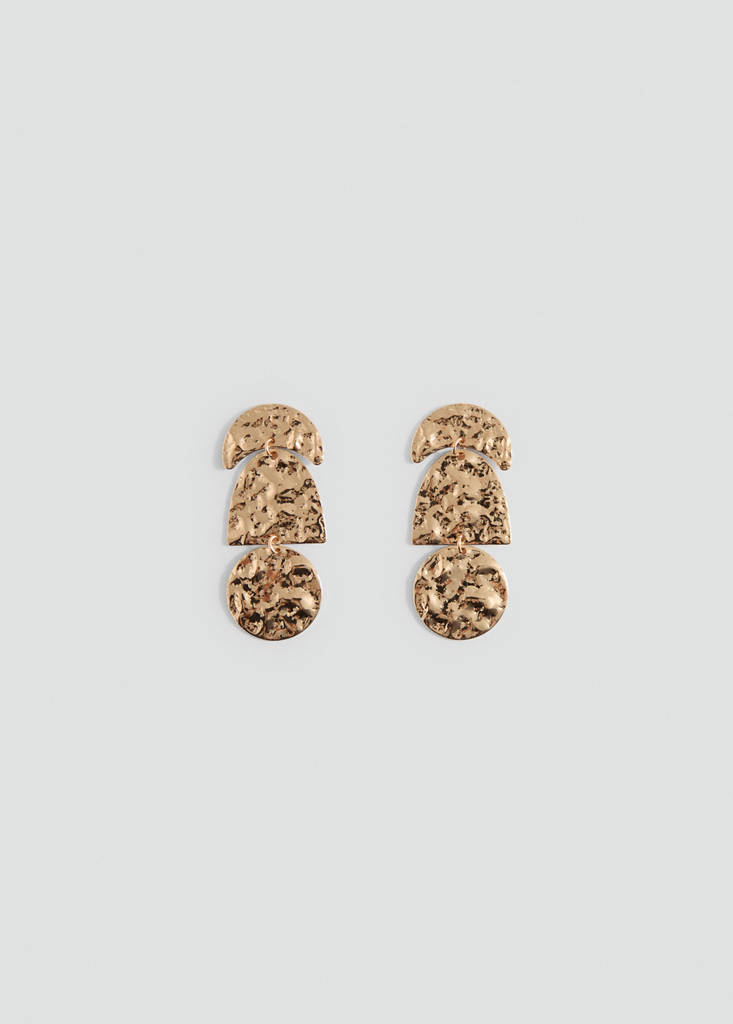 Long textured earrings — Gold