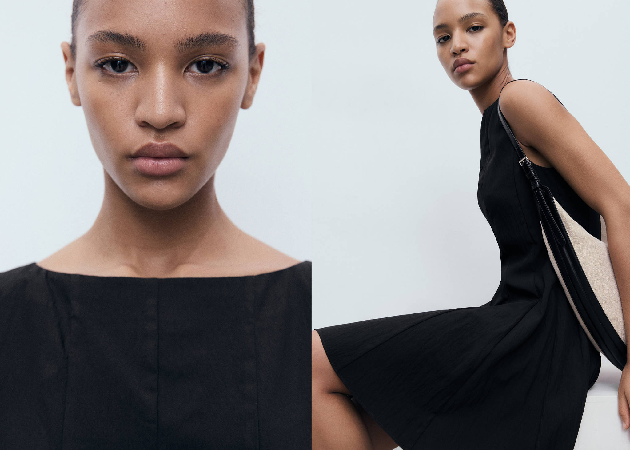 Boat-neck dress with pleats - Panoramic plane