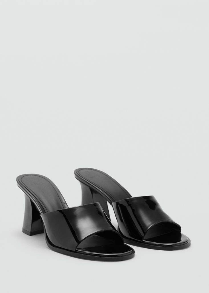 Patent leather high-heeled sandals — Black