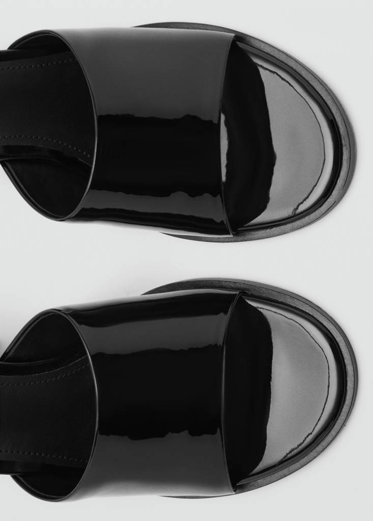 Patent leather high-heeled sandals — Black
