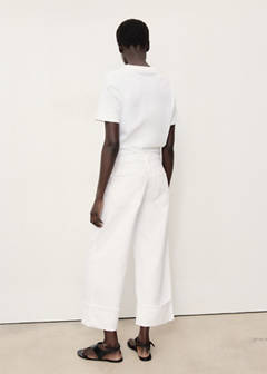 Wide leg cropped jeans with turned-up hem — White 3