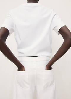 Wide leg cropped jeans with turned-up hem — White 5