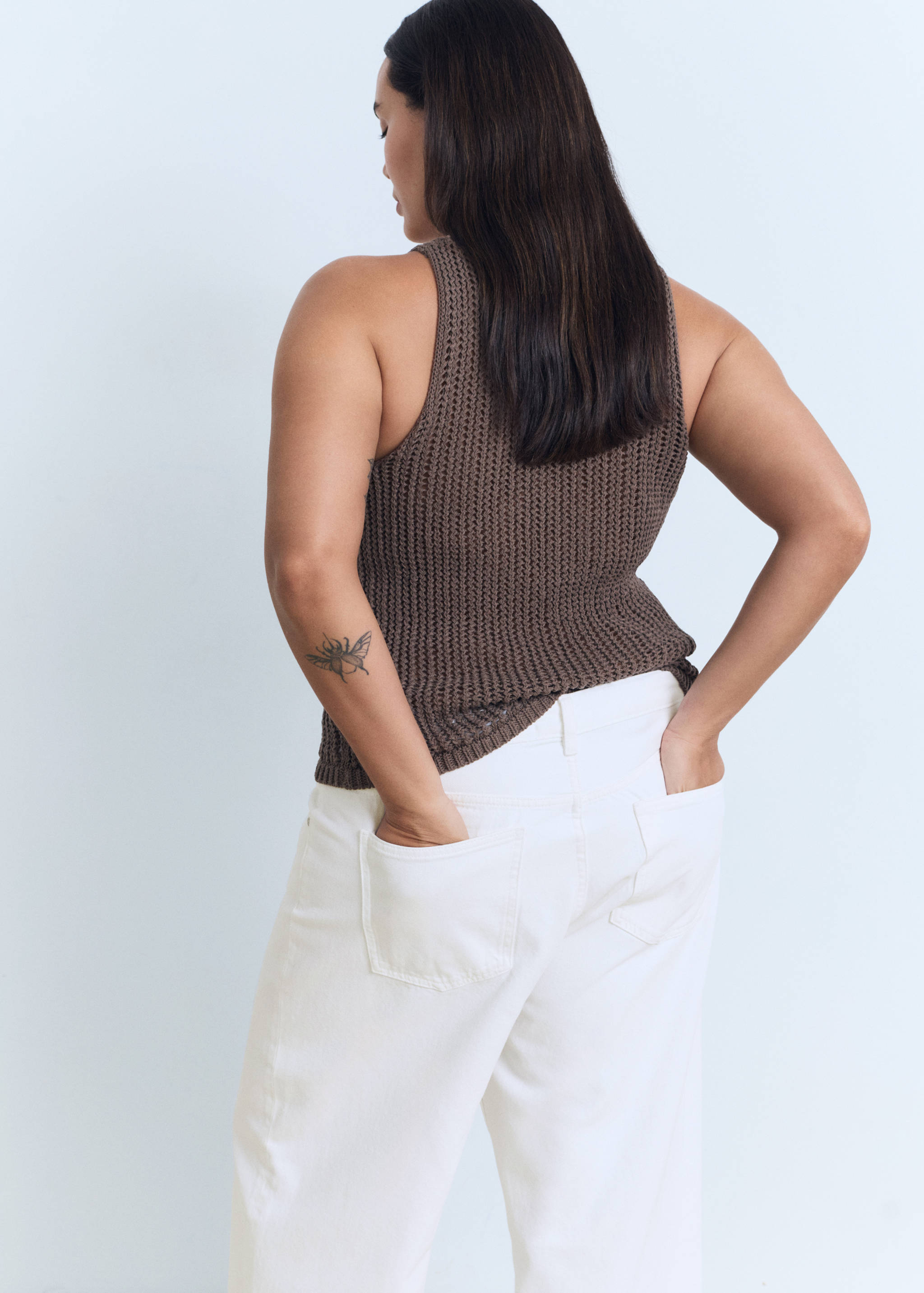 Wide leg cropped jeans with turned-up hem - Details of the article 4