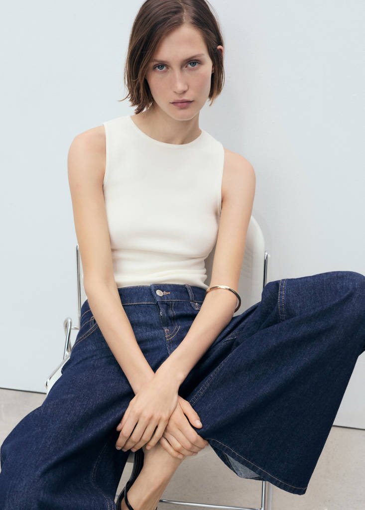 Fine-knit top — Ecru