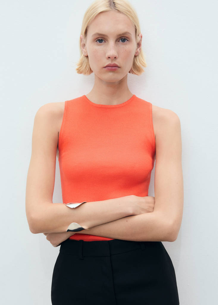 Fine-knit top — Orange