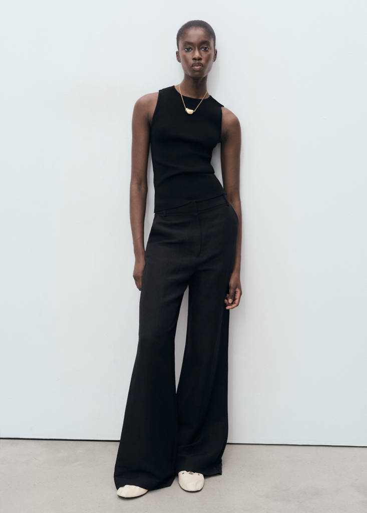 Fine-knit top — Black