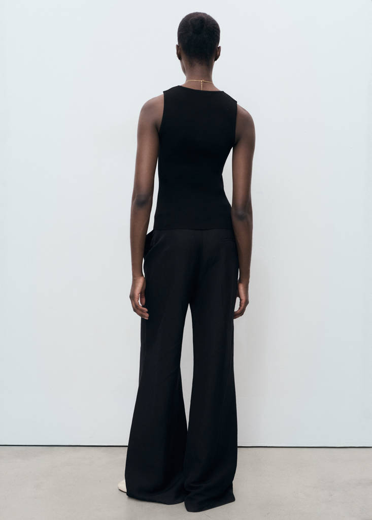 Fine-knit top — Black