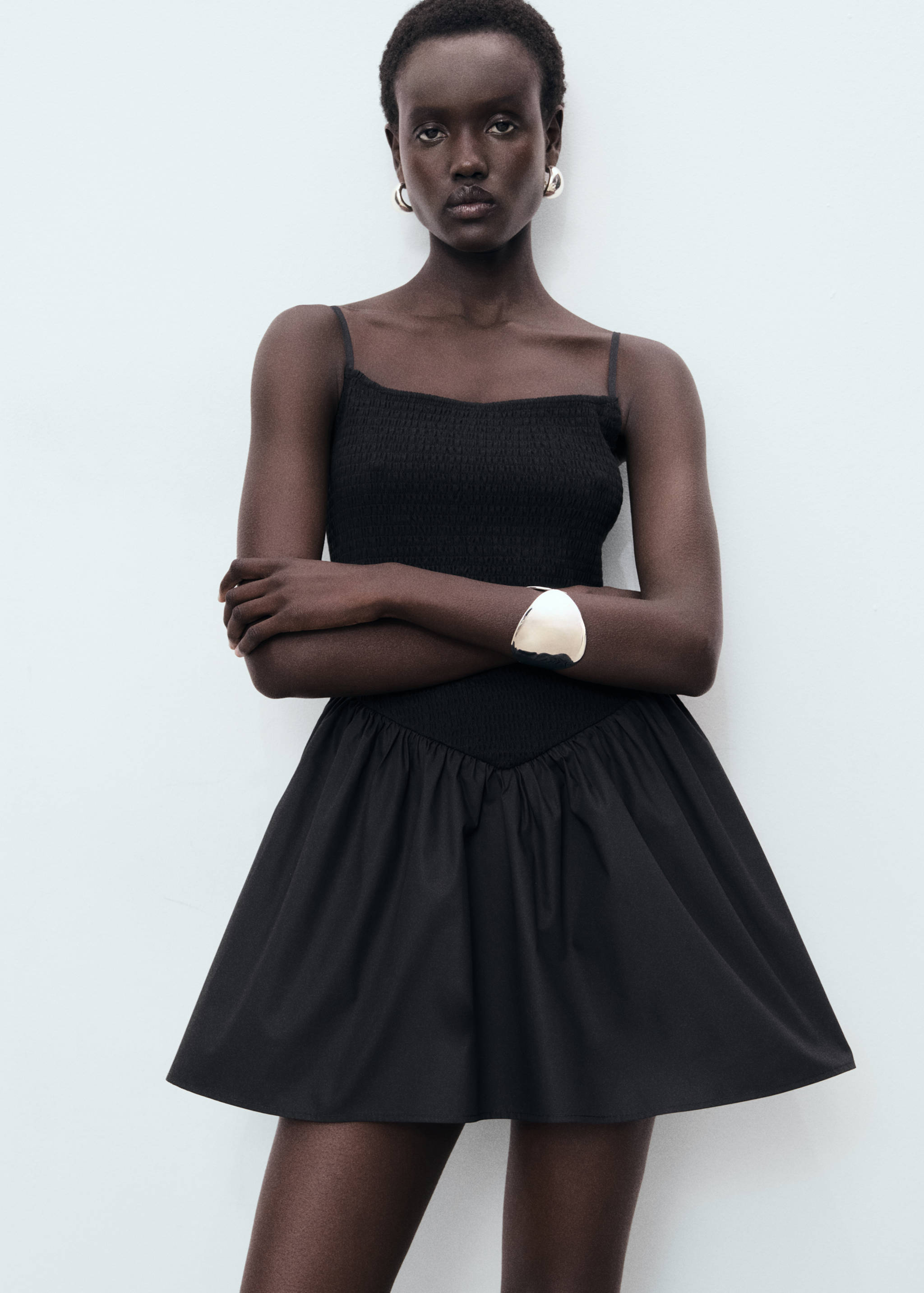 Combined gathered dress - Medium plane