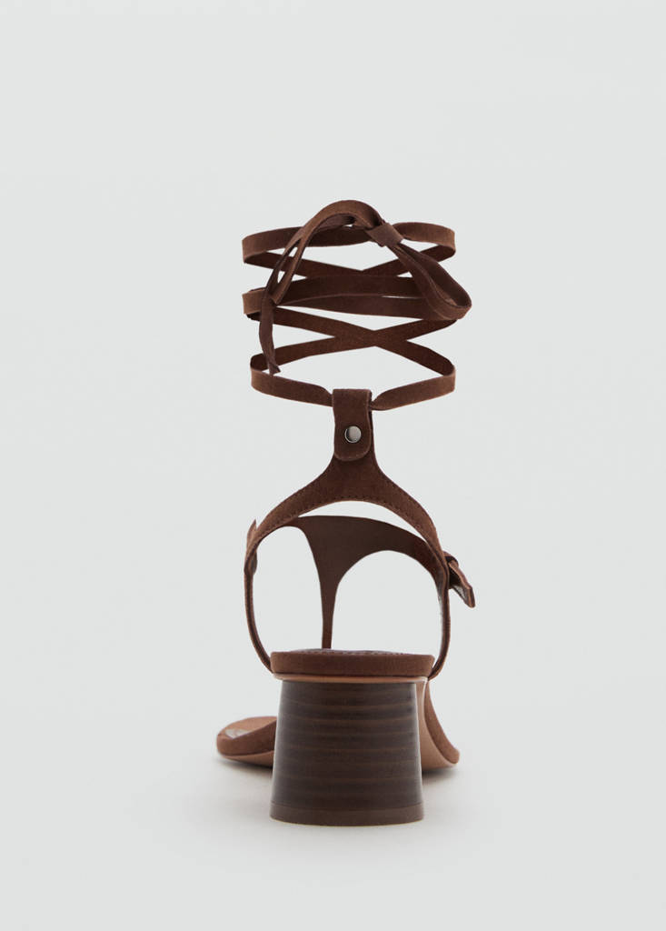 Suede leather heeled sandal — Chocolate