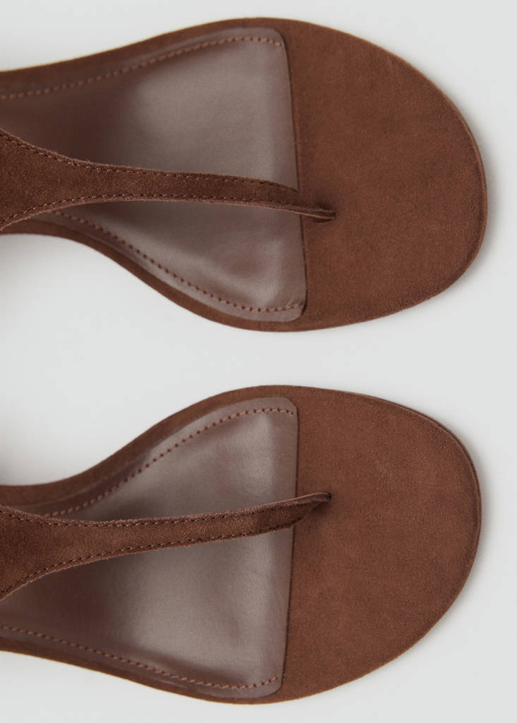 Suede leather heeled sandal — Chocolate