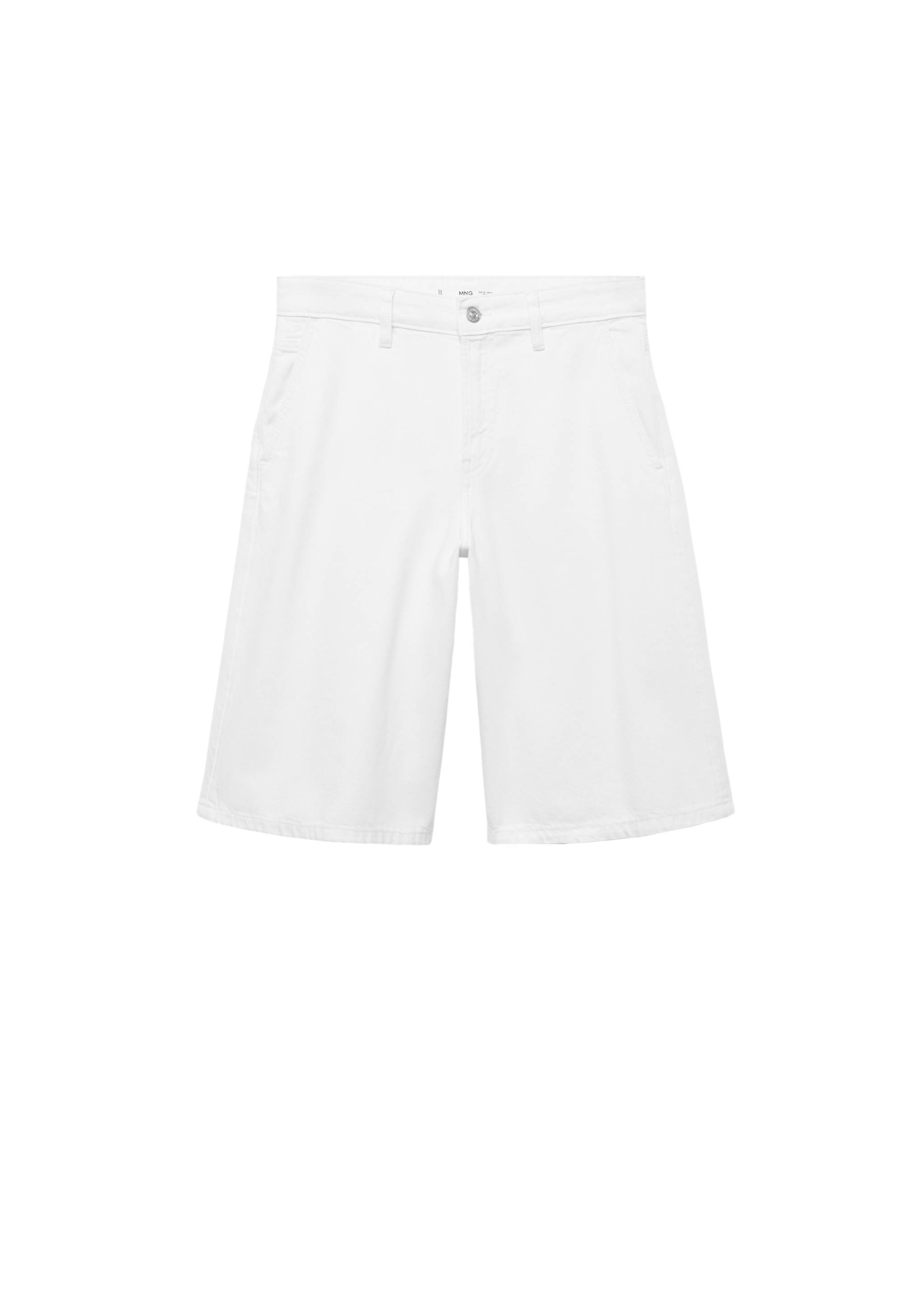 Mid-rise denim bermuda jorts - Details of the article 7, White. Ref: 17061180-00.