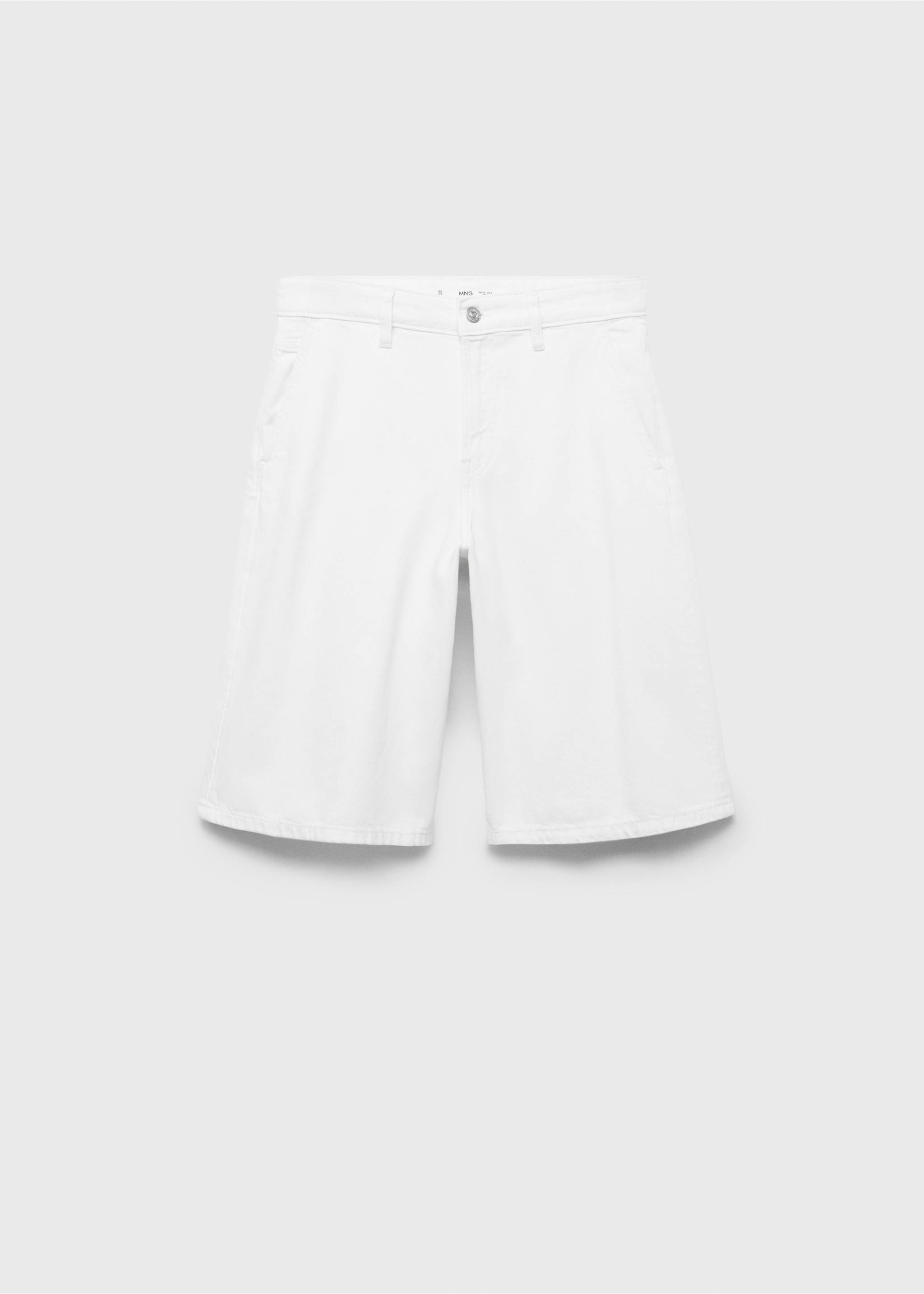 Mid-rise denim bermuda jorts - Article without model, White. Ref: 17061180-00.