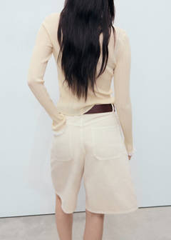 Contrast trim cardigan — Ecru 12