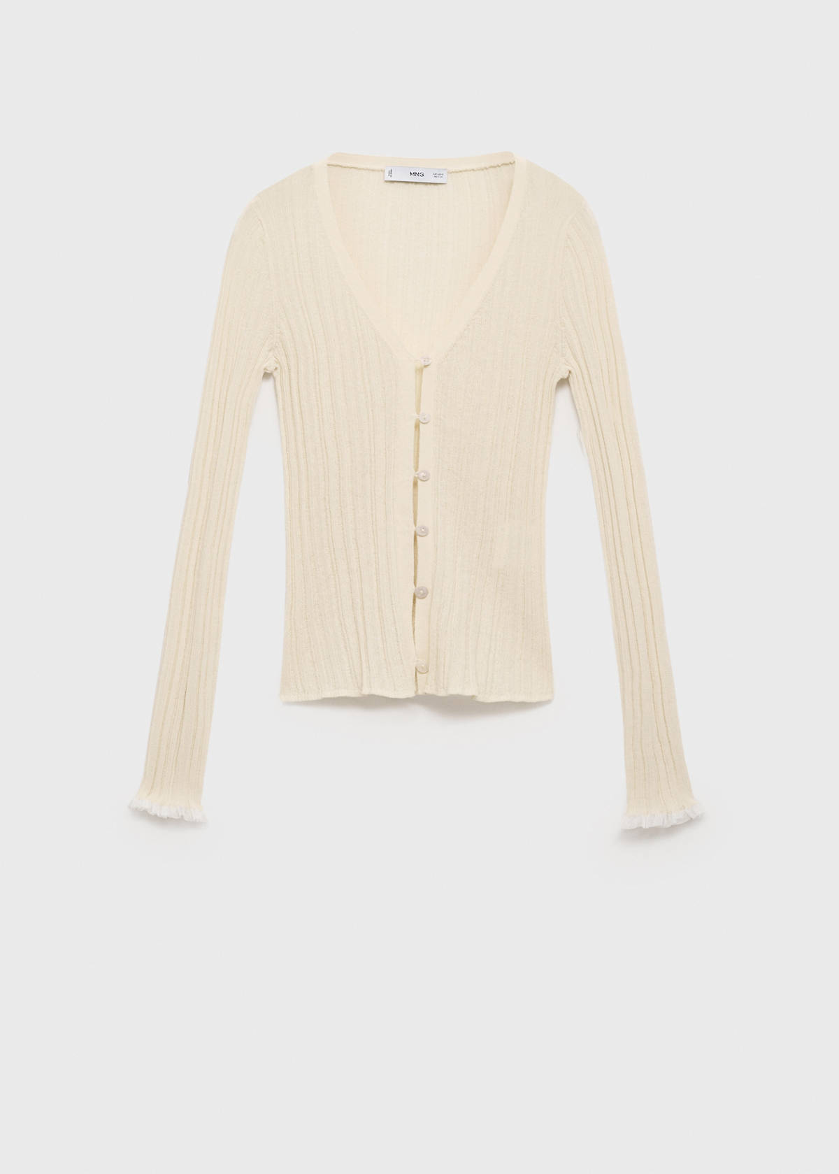 Contrast trim cardigan — Ecru