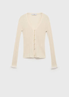Contrast trim cardigan — Ecru 8
