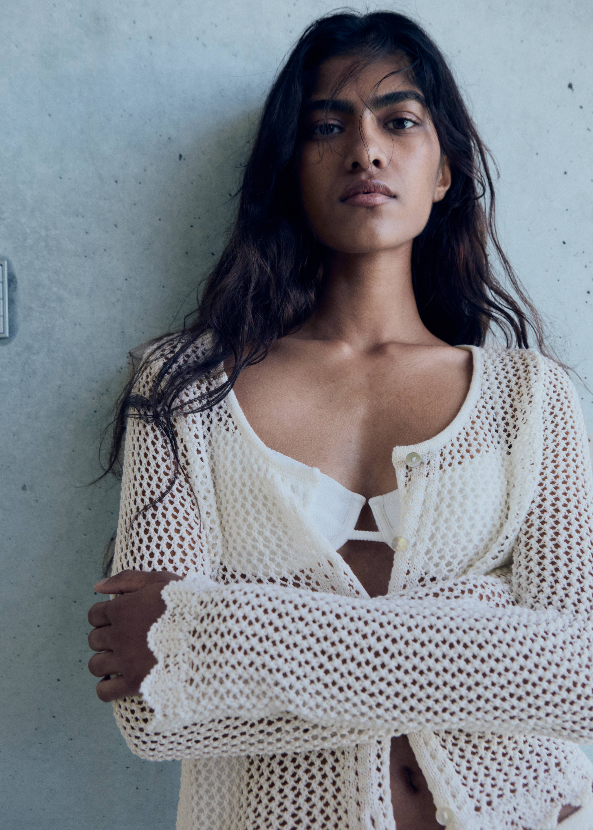 Horgolt kardigán gombos záródással - Felezősík