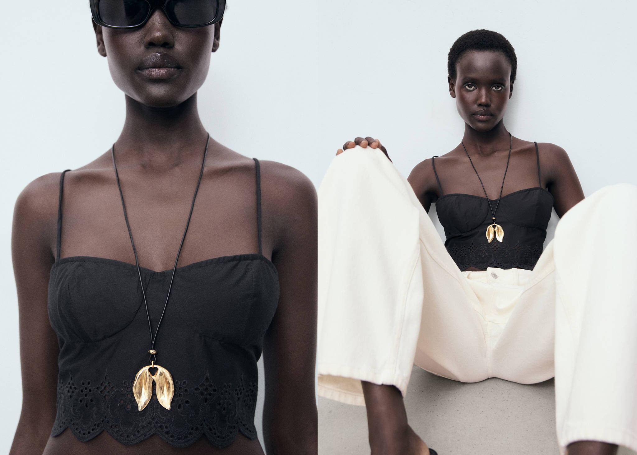 Embroidered crop top - Panoramic plane